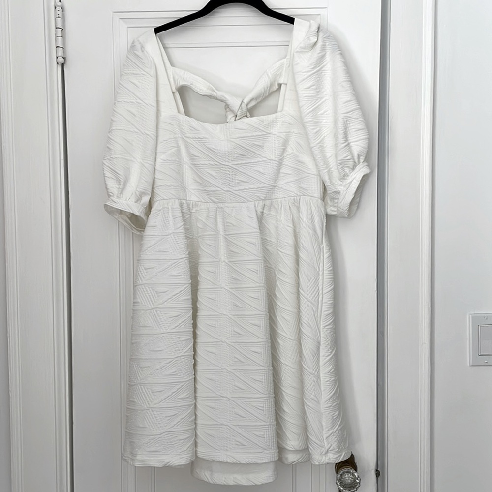 Free People textured white puff sleeve dress